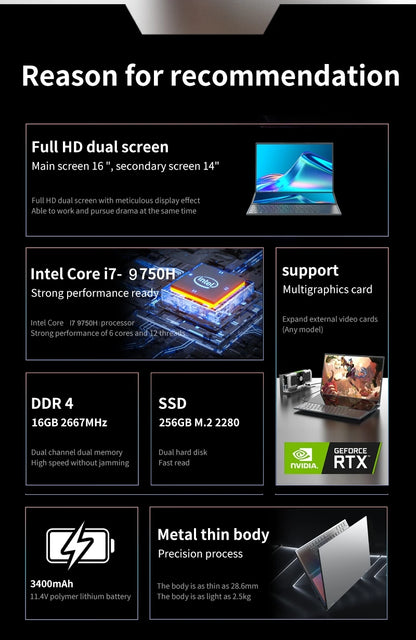 AKPAD Dual Screen 16" (14" Touch Screen) Notebook