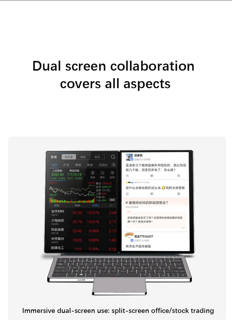 YSJMNPC Dual Screen Laptop 10.9+10.95 Inch Touch Screen